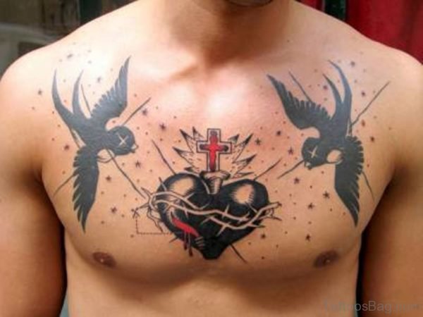Black Birds And Heart Tattoo