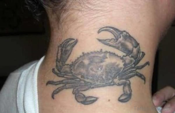 Black Crab Tattoo On Neck
