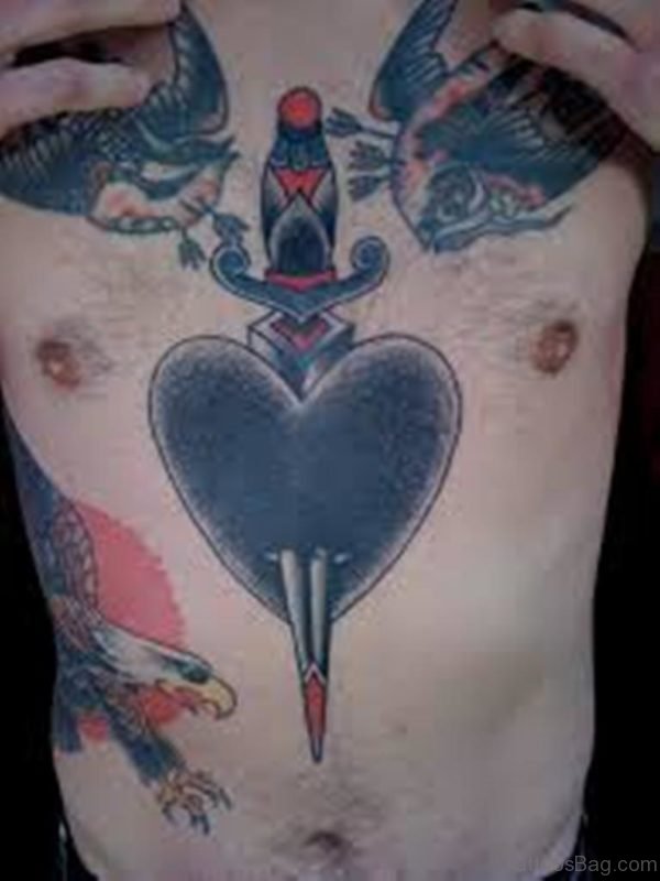 Black Dagger And Heart Tattoo