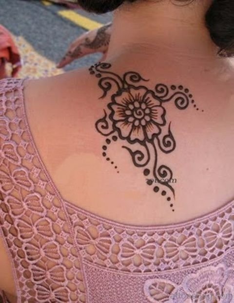 Black Designer Henna Tattoo On Neck
