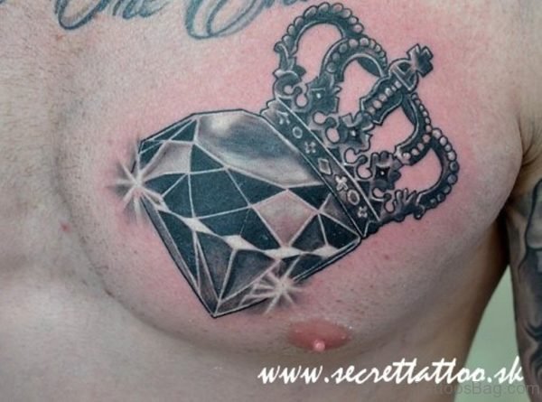 Black Diamond And Crown Tattoo