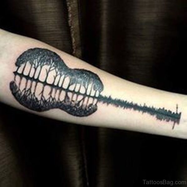 Black Guitar Wrist Tattoo