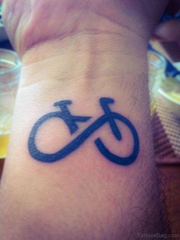 Black Infinity Cycle Wrist Tattoo