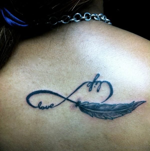 Black Infity Feather Tattoo