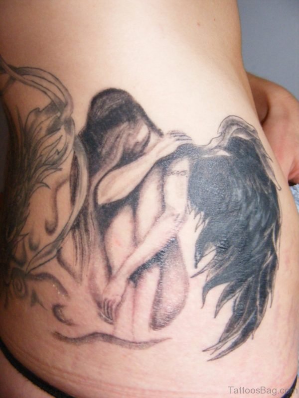 Black Ink Angel Tattoo