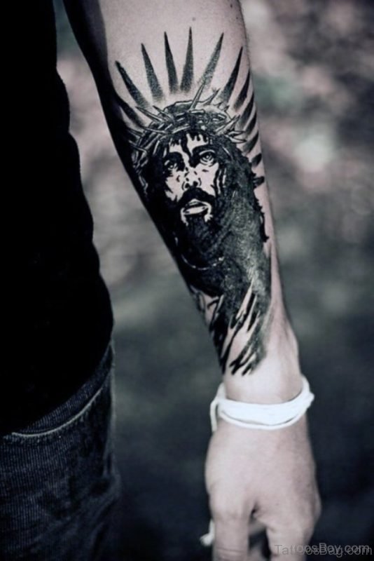 Black Ink Jesus Tattoo