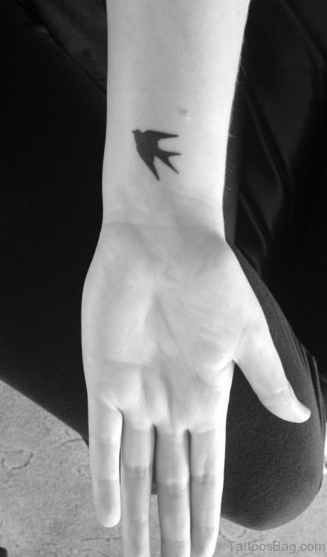 Black Ink Swallow Tattoo