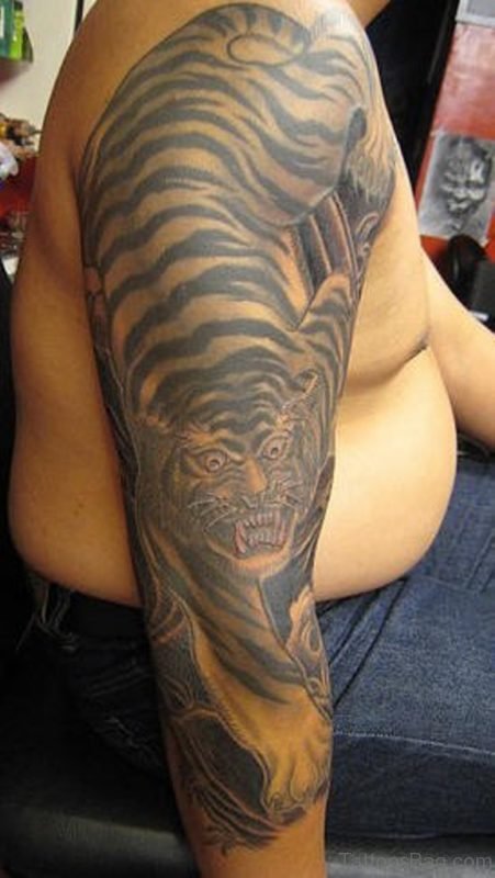 Black Ink Tiger Tattoo