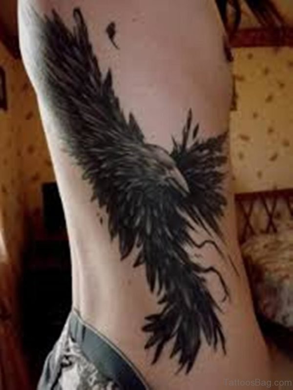 Black Inked Eagle Tattoo