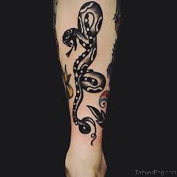 Black Inked Snake Tattoo