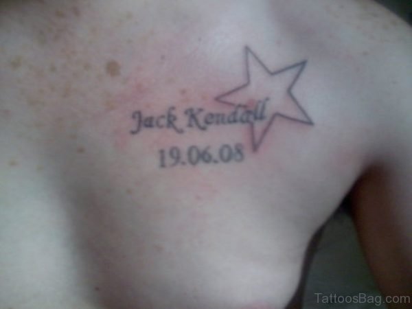 Black Outline Star With Jack Kendall Name Tattoo