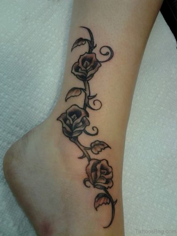 Black Rose Tattoo On Ankle