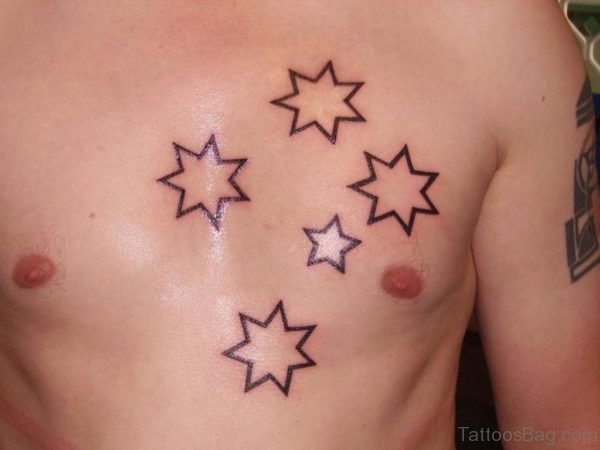 Black Stars Tattoo On Chest