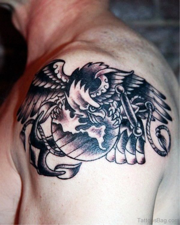 Black Traditional Eagle Tattoo