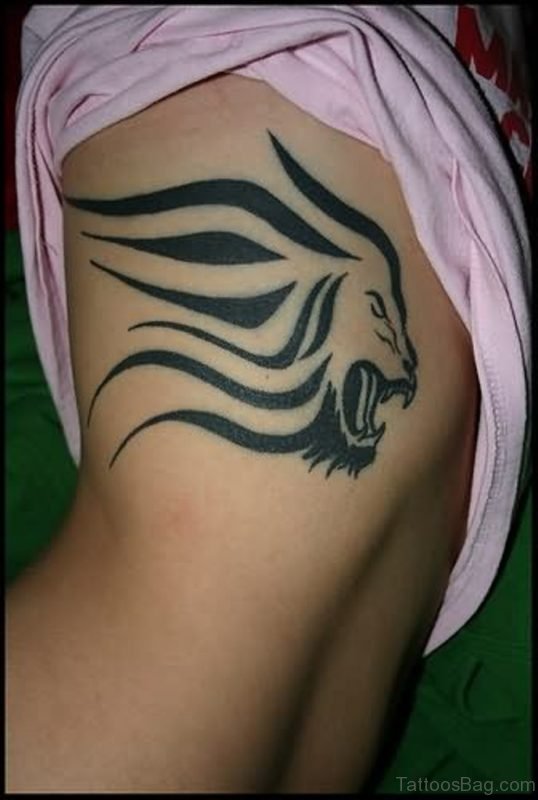 Black Tribal Lion Tattoo