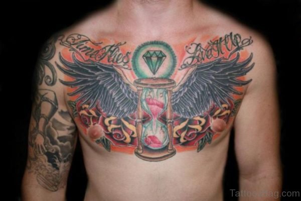 Black Wings And Diamond Tattoo