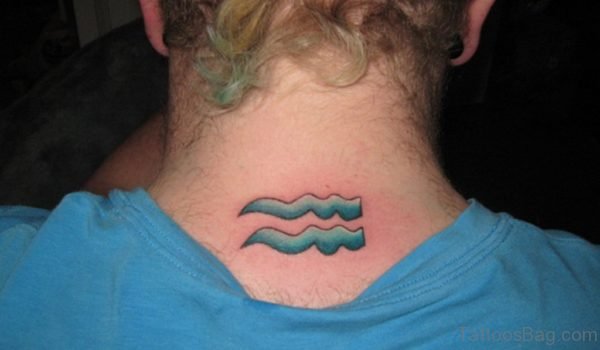 14 Aquarius Neck Back Tattoos