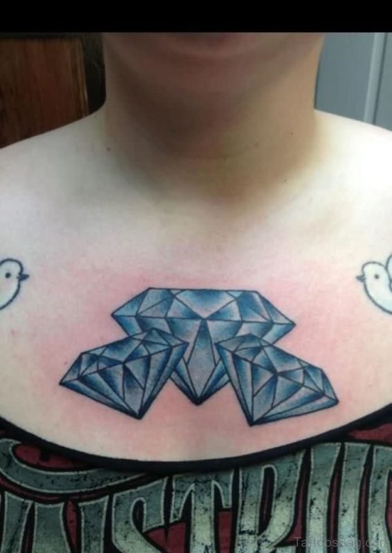 Blue Diamond Tattoos On Chest