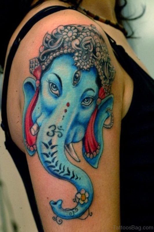 Blue Ganesha Tattoo