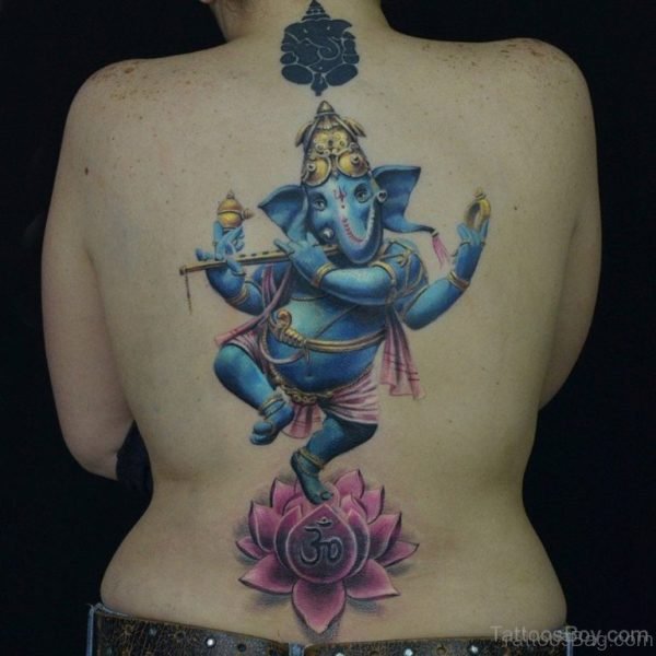 Blue Ink Ganesha Tattoo 