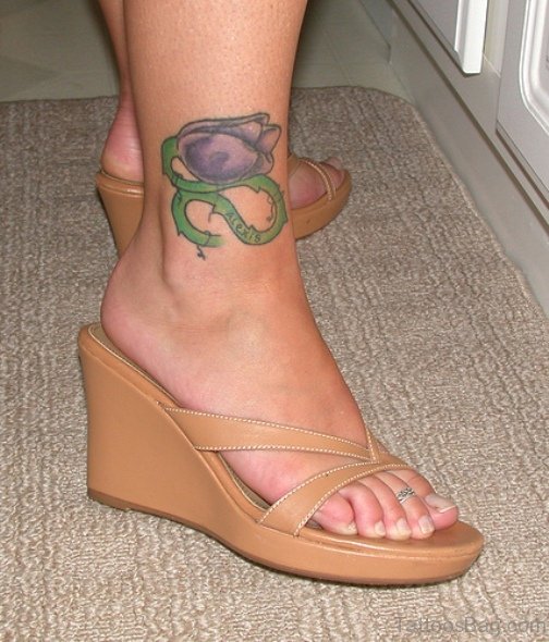 Blue Rose Ankle Tattoo