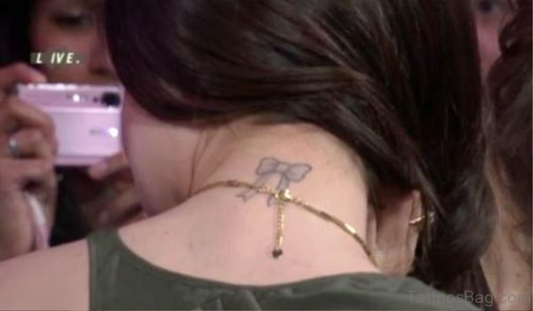 Bow Tattoo On Neck Picture