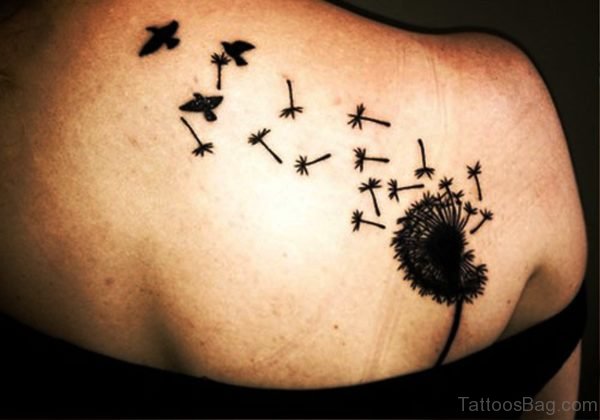 Bright Dandelion Tattoo On Shoulder