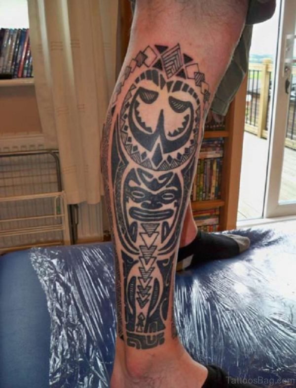 Brilliant Tribal Tattoo On Leg