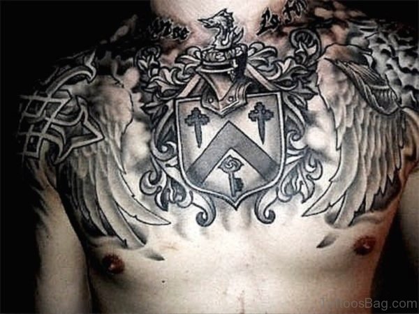 Brilliant Armour Tattoo On Chest