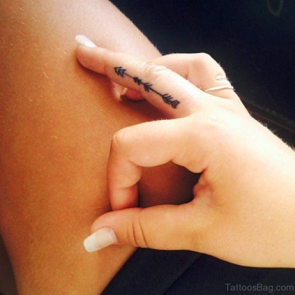 Brilliant Arrow Tattoo On Finger