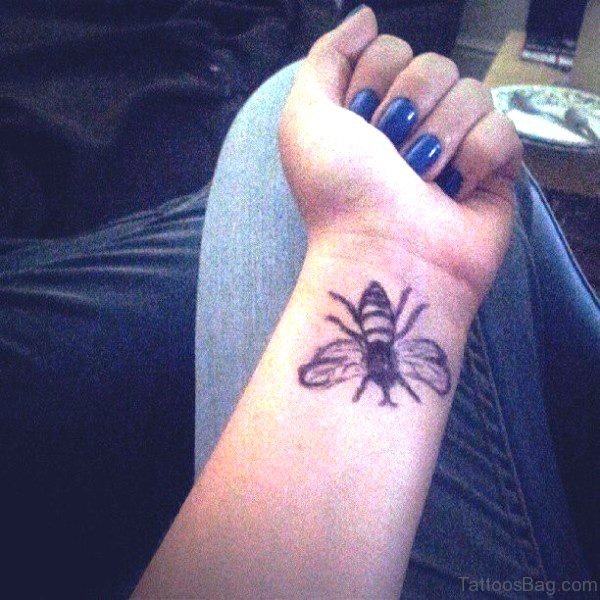 Brilliant Bee Tattoo On Wrist 