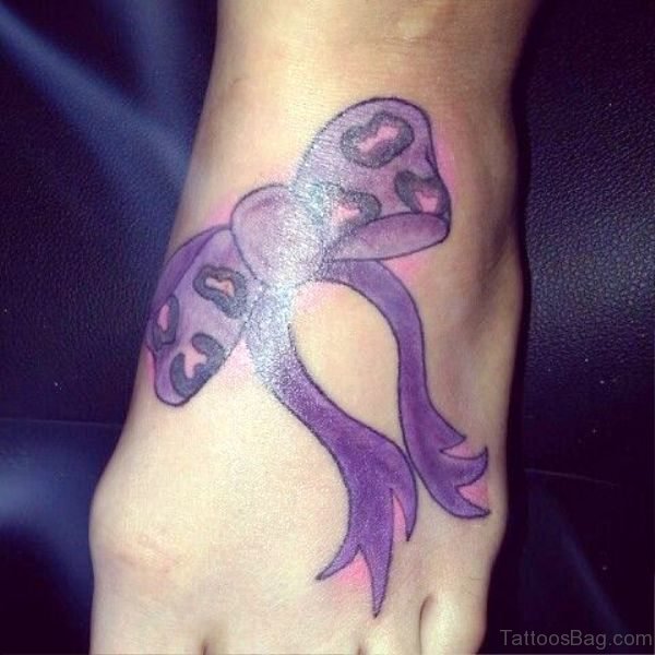 Brilliant Bow Tattoo On Foot