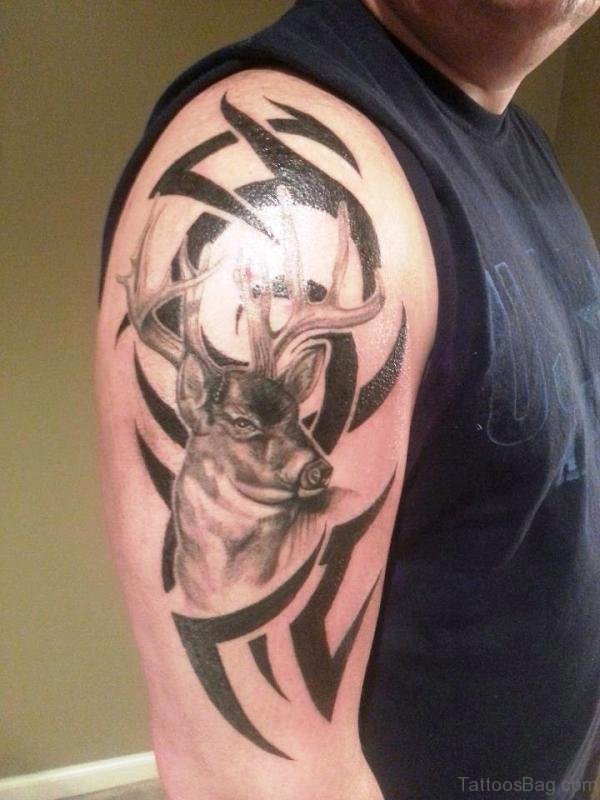 Brilliant Buck Tattoo On Shoulder