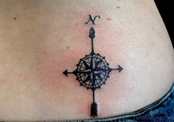 Brilliant Compass Tattoo Design On Back