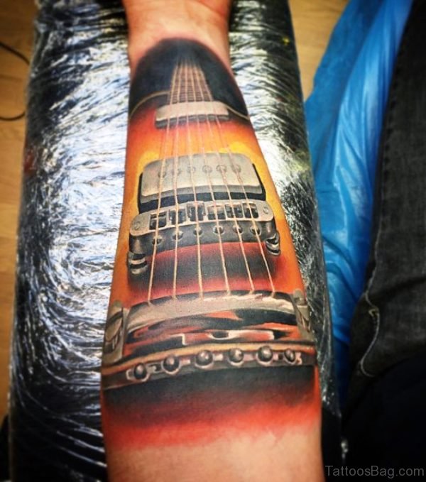 Brilliant Forearm Guitar Tattoo