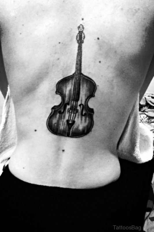 Brilliant Guitar Tattoo On Back