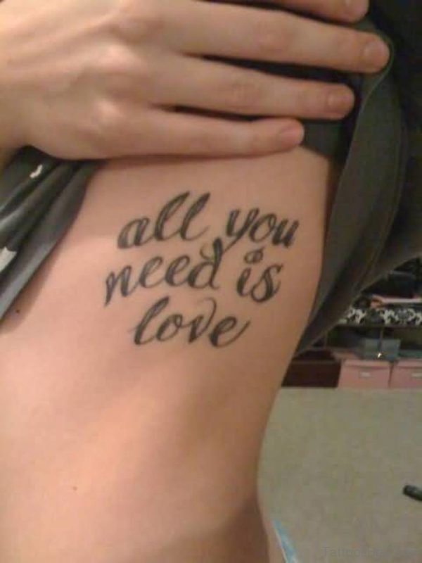 Brilliant Love Wording Tattoo On Rib