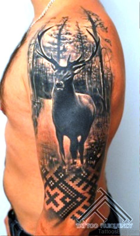 Buck Tattoo On Shoulder Image