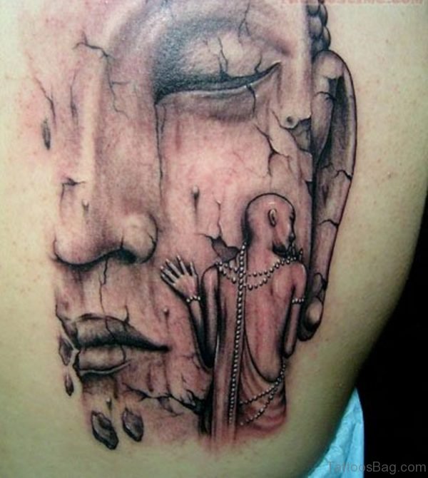 Buddha Picture Tattoo On Back