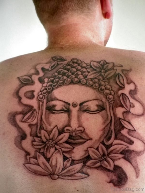 Buddha Tattoo Design On Upper Back
