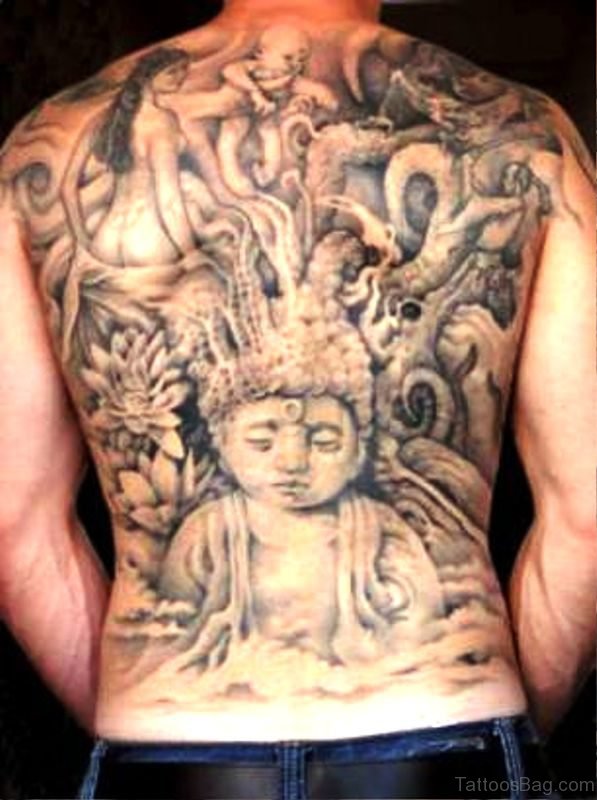 Buddha Tattoo On Back Image