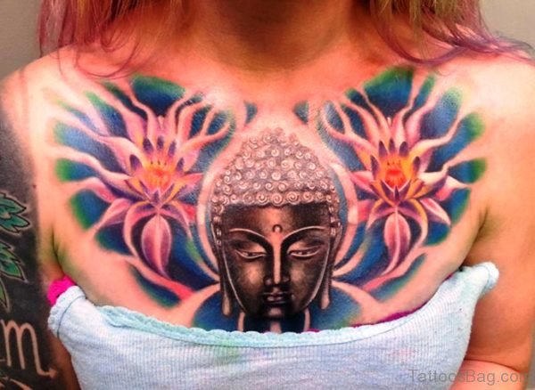 Buddha Tattoo On Chest For Women