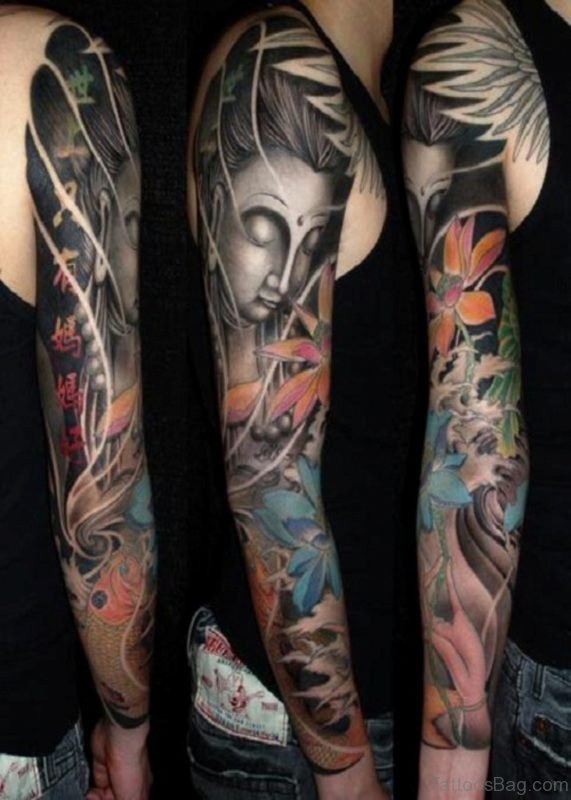 Buddha Tattoo On Full Sleeve