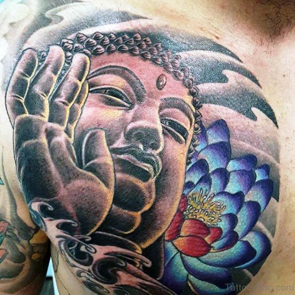 Buddha Tattoo With Blue Lotus
