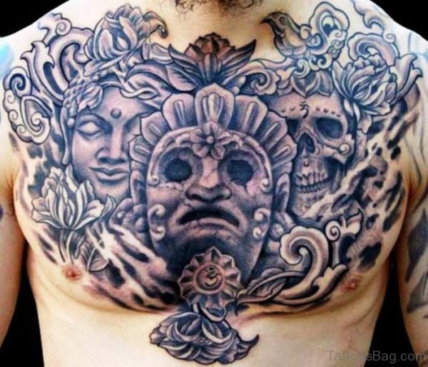 Buddha Tattoo With Skull Tattoo Design