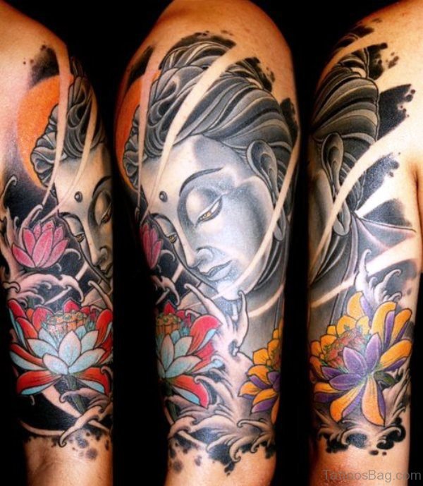 Buddha With Lotus On Sleeve