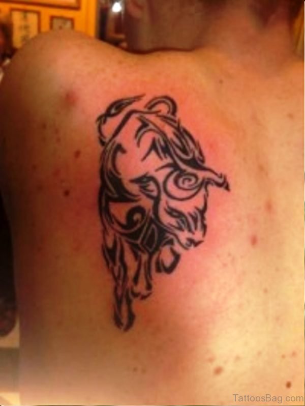 Bull Tattoo Design On Back Shoulder