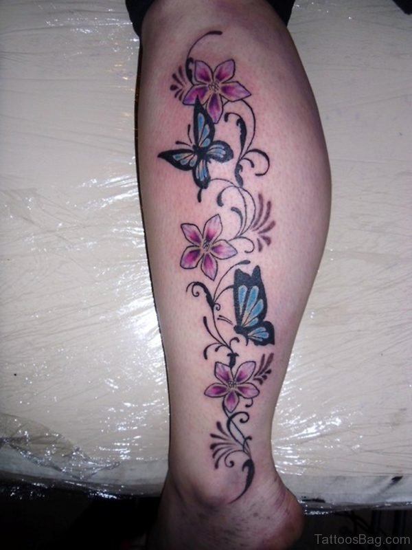 Butterfly And Flower Tattoo