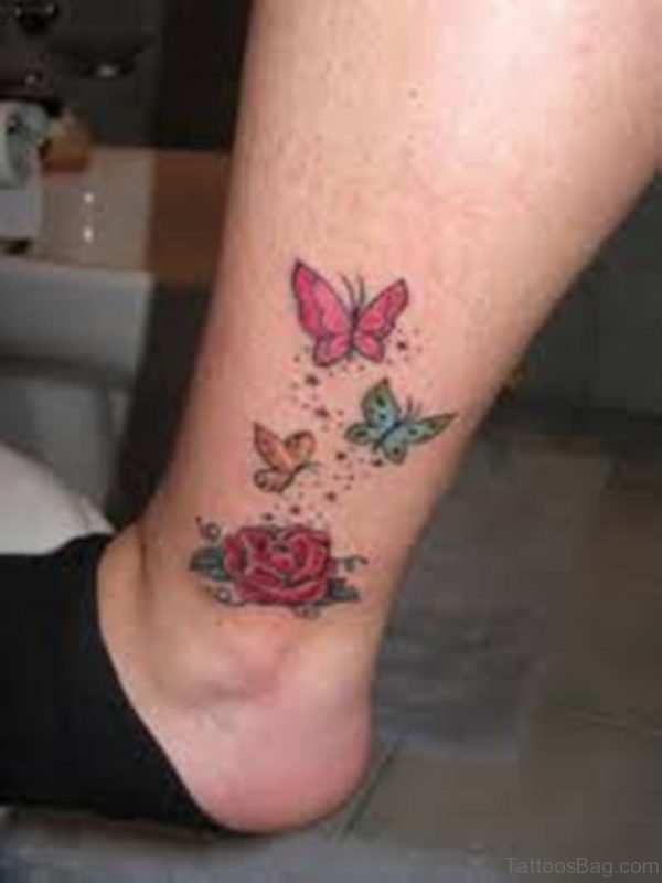 Butterfly And Rose Tattoo