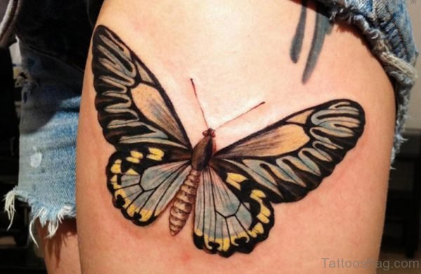 Butterfly Tattoo Design On Thigh